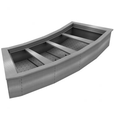 Delfield N8076-R Four Pan Curved Stainless Steel Drop-In Ice Cooled Cold Food Well