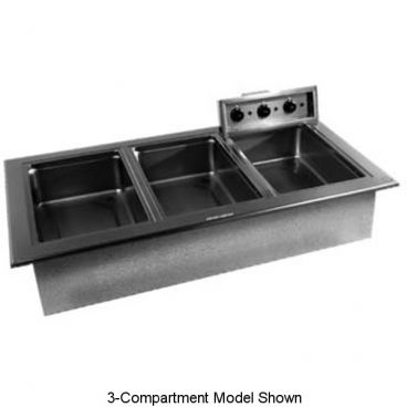 Delfield N8717-D Drop-In 1-Compartment N8700-D Insulated Stainless Steel Hot Food Well With Drain And Manifold For 12" x 20" Pans With Individual Infinite Temperature Controls, 115V 1-Phase