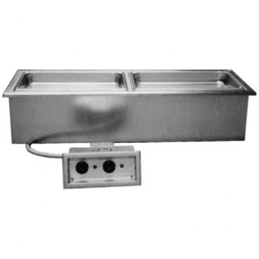 Delfield N8746ND Narrow Drop-In 2-Pan Capacity N8700-ND Series Insulated Stainless Steel Hot Food Well With Drain For 12" x 20" Pans With Individual Infinite Temperature Controls, 120V 1-Phase