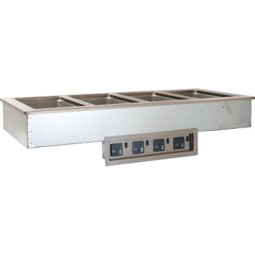 Delfield N8759-DESP Drop-In 4-Compartment Energy Saving Power ESP Insulated Stainless Steel Hot Food Well With Drain And Manifold For 12" x 20" Pans With Individual Digital Temperature Controls, 208-230V 1-Phase