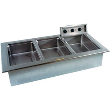 Delfield N8768N Narrow Drop-In 3-Pan Capacity N8700-ND Series Insulated Stainless Steel Hot Food Well Without Drain For 12" x 20" Pans With Individual Infinite Temperature Controls, 208-230V 1-Phase