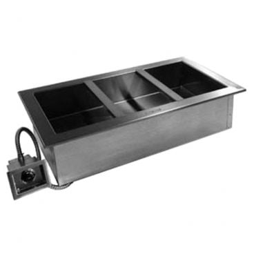 Delfield N8845 Single Tank Drop-In 3-Pan Capacity N8800 Series Insulated Stainless Steel Hot Food Well With Drain For 12" x 20" Pans With Thermostatic Temperature Controls, 208-230V 1-Phase
