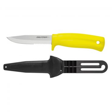 Dexter P10885 31431 4 Inch Basics High Carbon Steel Net Knife With Black Sheath And Yellow Handle