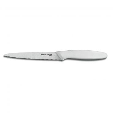 Dexter P94005 31624 Basics 5.25 Inch High Carbon Steel Scalloped Fruit Knife With Textured White Handle