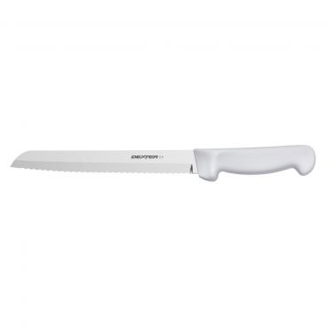 Dexter P94803 31603 Basics 8 Inch High Carbon Steel Scalloped Bread Knife With Textured White Handle