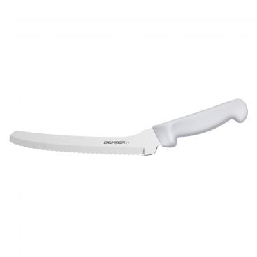 Dexter P94807 31606 Basics 8 Inch High Carbon Steel Scalloped Offset Sandwich Knife With Textured White Handle