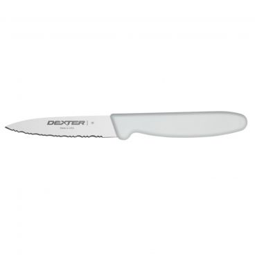 Dexter P94846 31612 Basics 3.13 Inch High Carbon Steel Scalloped Paring Knife With White Handle
