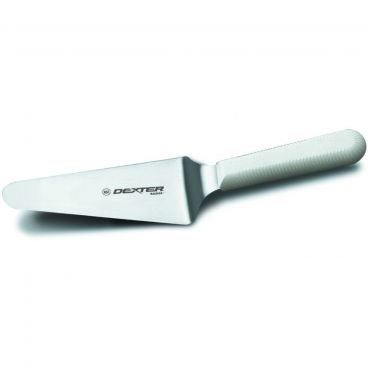 Dexter P94852 31642 Basics Collection 8 1/2" Long Offset 4 1/2" x 2 1/4" Stainless Steel Blade NSF Certified Pie Knife With White Textured Polypropylene Handle