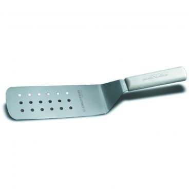 Dexter PS286-8PCP 19703 Sani-Safe Collection Offset Perforated 8" x 3" Stainless Steel Blade Turner With White Textured Polypropylene Handle In Perfect Cutlery Packaging