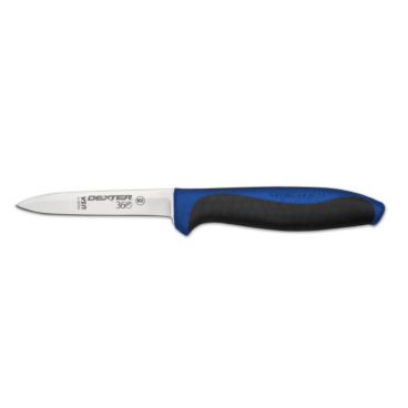 Dexter 360™ S360-3-1/2C-PCP 36000C 3-1/2" DEXSTEEL™ High Carbon Steel Paring Knife with Blue Polypropylene / Santoprene Handle