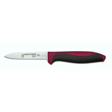 Dexter 360™ S360-3-1/2R-PCP 36000R 3-1/2" DEXSTEEL™ High Carbon Steel Paring Knife with Red Polypropylene / Santoprene Handle