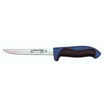 Dexter 360™ S360-6NC-PCP 36001C 6" DEXSTEEL™ High Carbon Steel Narrow Boning Knife with Blue Polypropylene / Santoprene Handle