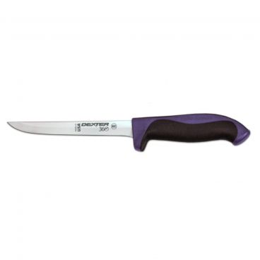Dexter 360™ S360-6FP-PCP 36002P 6" DEXSTEEL™ High Carbon Steel Narrow Flexible Boning Knife with Purple Polypropylene / Santoprene Handle