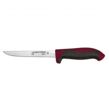 Dexter 360™ S360-6FR-PCP 36002R 6" DEXSTEEL™ High Carbon Steel Narrow Flexible Boning Knife with Red Polypropylene / Santoprene Handle