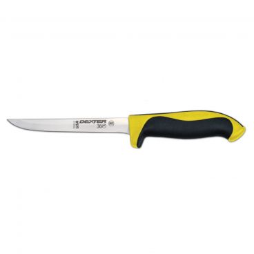Dexter 360™ S360-6FY-PCP 36002Y 6" DEXSTEEL™ High Carbon Steel Narrow Flexible Boning Knife with Yellow Polypropylene / Santoprene Handle