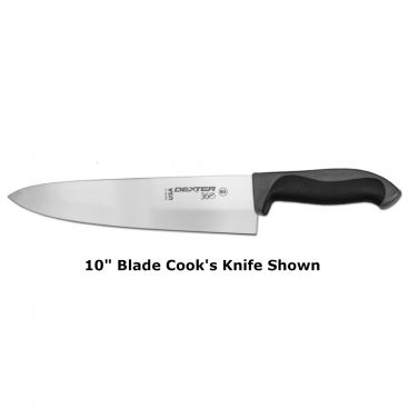 Dexter 360™ S360-8PCP 36005 8" DEXSTEEL™ High Carbon Steel Cooks Knife with Black Polypropylene / Santoprene Handle