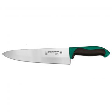 Dexter 360™ S360-10G-PCP 36006G 10" DEXSTEEL™ High Carbon Steel Cooks Knife with Green Polypropylene / Santoprene Handle