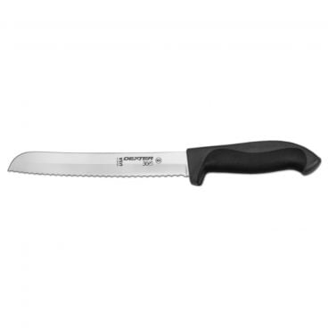 Dexter 360™ S360-8SC-PCP 36007 8" DEXSTEEL™ High Carbon Steel Scalloped Bread Knife with Black Polypropylene / Santoprene Handle