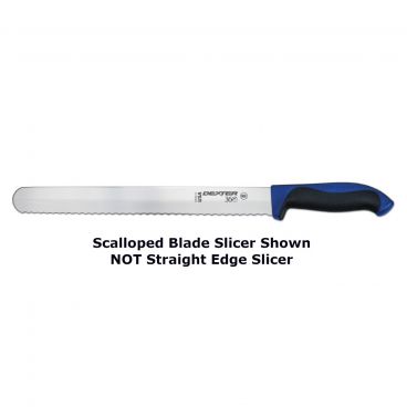 Dexter 360™ S360-12C-PCP 36010C 12” DEXSTEEL™ High Carbon Steel Straight Edge Slicing Knife with Blue Polypropylene / Santoprene Handle