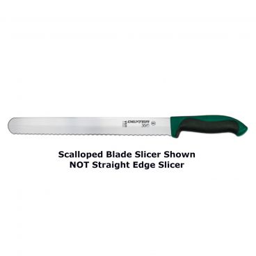 Dexter 360™ S360-12G-PCP 36010G 12” DEXSTEEL™ High Carbon Steel Straight Edge Slicing Knife with Green Polypropylene / Santoprene Handle