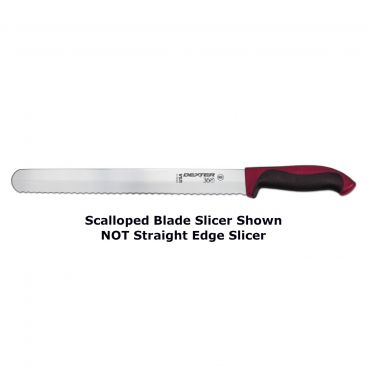Dexter 360™ S360-12R-PCP 36010R 12” DEXSTEEL™ High Carbon Steel Straight Edge Slicing Knife with Red Polypropylene / Santoprene Handle