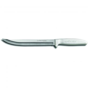 Dexter S142-8SC-PCP 13553 Sani-Safe White Handle 8 Inch Scalloped Edge Blade Utility Slicer Knife In Packaging