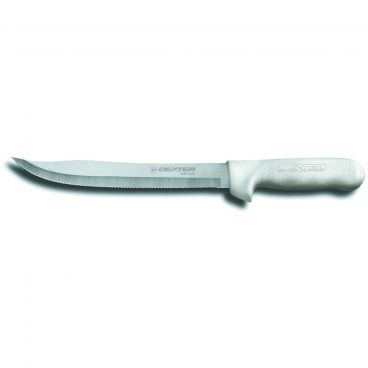 Dexter S142-9SC-PCP 13563 Sani-Safe White Handle 9 Inch Scalloped Edge Blade Utility Slicer Knife In Packaging