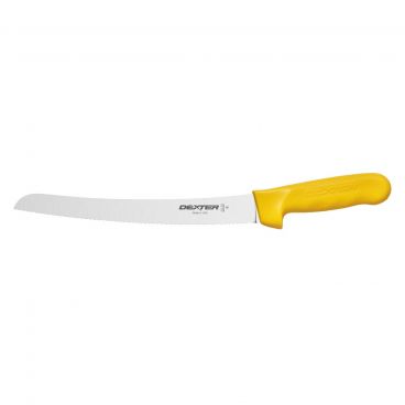 Dexter S147-10SCY-PCP 18173Y Sani-Safe 10 Inch High Carbon Steel Curved Scalloped Bread Knife With Textured Yellow Handle
