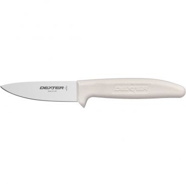 Dexter S151PCP 15313 Sani-Safe White Handle 3 1/2 Inch Straight Edge Blade Vegetable / Utility Slicer Knife In Packaging