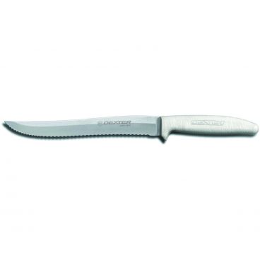 Dexter S158SC-PCP 13483 Sani-Safe White Handle 8 Inch Scalloped Edge Blade Utility Slicer Knife In Packaging