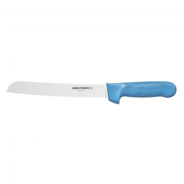 Dexter S162-8SCC-PCP 13313C Sani-Safe 8 Inch High Carbon Steel Scalloped Bread Knife With Blue Handle