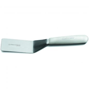 Dexter S172 16463 Sani-Safe Collection Offset 4" x 2" Stainless Steel Blade NSF Certified Server Turner With White Textured Polypropylene Handle