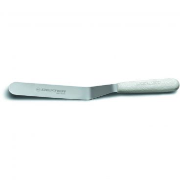 Dexter S284-8B-PCP 19963 Sani-Safe Offset 8" Long Stainless Steel Blade Baker's Spatula With White Textured Polypropylene Handle In Perfect Cutlery Packaging