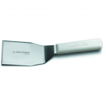 Dexter S285-4 16443 Sani-Safe Collection Offset 5" x 4" Stainless Steel Blade NSF Certified Hamburger Turner With White Textured Polypropylene Handle