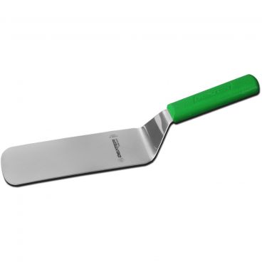 Dexter S286-8G-PCP 19693G Sani-Safe Collection Offset 8" x 3" Stainless Steel Blade NSF Certified Cake Turner With Green Textured Polypropylene Handle In Perfect Cutlery Packaging