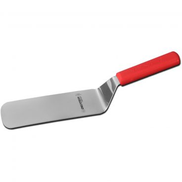 Dexter S286-8R-PCP 19693R Sani-Safe Collection Offset 8" x 3" Stainless Steel Blade NSF Certified Cake Turner With Red Textured Polypropylene Handle In Perfect Cutlery Packaging