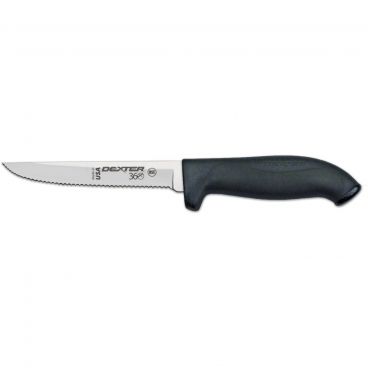 Dexter S360-5SC-PCP 36003 360 Series Black Handle 5 Inch Scalloped Edge DEXSTEEL High Carbon Steel Utility Knife In Packaging