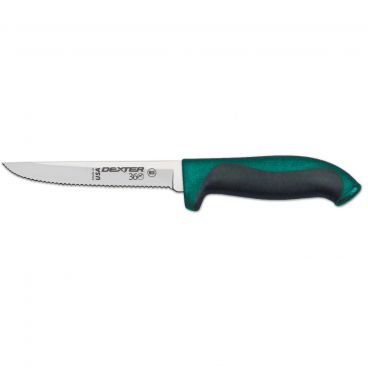 Dexter S360-5SCG-PCP 36003G 360 Series Green Handle 5 Inch Scalloped Edge DEXSTEEL High Carbon Steel Utility Knife In Packaging