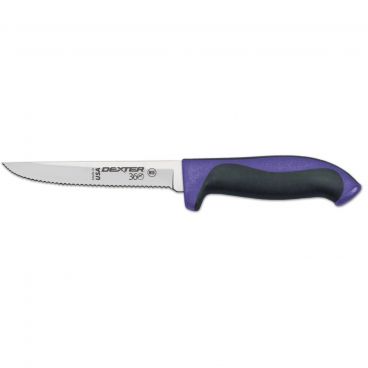 Dexter S360-5SCP-PCP 36003P 360 Series Purple Handle 5 Inch Scalloped Edge DEXSTEEL High Carbon Steel Utility Knife In Packaging