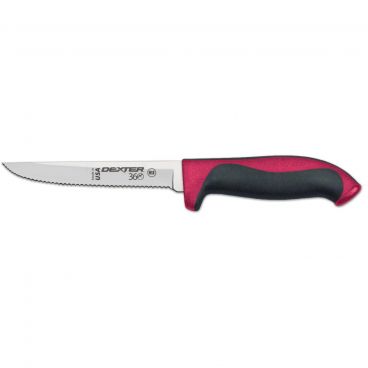 Dexter S360-5SCR-PCP 36003R 360 Series Red Handle 5 Inch Scalloped Edge DEXSTEEL High Carbon Steel Utility Knife In Packaging
