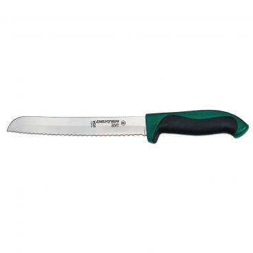 Dexter S360-8SCG-PCP 36007G 360 Series 8 Inch DEXSTEEL High Carbon Steel Scalloped Bread Knife With Green Santoprene Handle