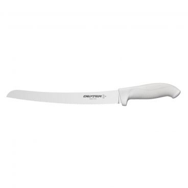 Dexter SG147-10SC-PCP 24383 SofGrip 10 Inch High Carbon Steel Scalloped Bread Knife With White Rubber Handle