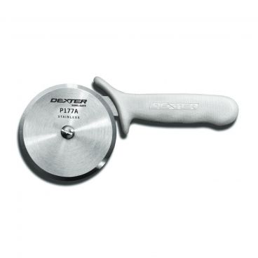 Dexter P177A-PCP 18023 Sani-Safe 4" High Carbon Steel Pizza Cutter With White Handle