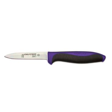 Dexter 360™ S360-3-1/2P-PCP 36000P 3-1/2" DEXSTEEL™ High Carbon Steel Paring Knife with Purple Polypropylene / Santoprene Handle