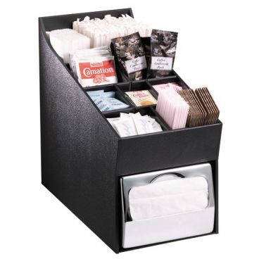 Dispense-Rite NLO-ADNH 10-Compartment Napkin Dispenser with Lid, Straw & Condiment Organizer