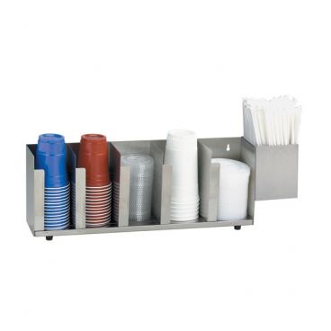 Dispense-Rite CTLD-22A Countertop/Surface-Mounted Cup, Lid, And Straw Organizer With Five Sections
