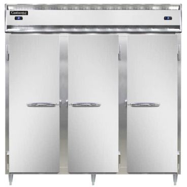 Continental Refrigerator D3RRFN 78" Designer Line Dual-Temperature Reach-In Refrigerator/Freezer With 3 Full-Height Solid Doors, 71 Cubic Ft, 115 Volts