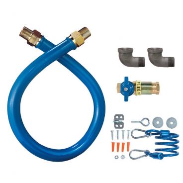 Dormont 16100KITCF72 Deluxe Safety Quik 72" Gas Connector Kit with Two Elbows and Restraining Cable - 1" Diameter