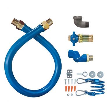 Dormont 16100KITCFS72 Deluxe Safety Quik 72" Gas Connector Kit with Elbow and Restraining Cable - 1" Diameter