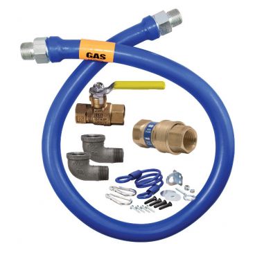 Dormont 1675KITB48 Standard Snap 48" Gas Connector Kit with Two Elbows and Restraining Cable - 3/4" Diameter
